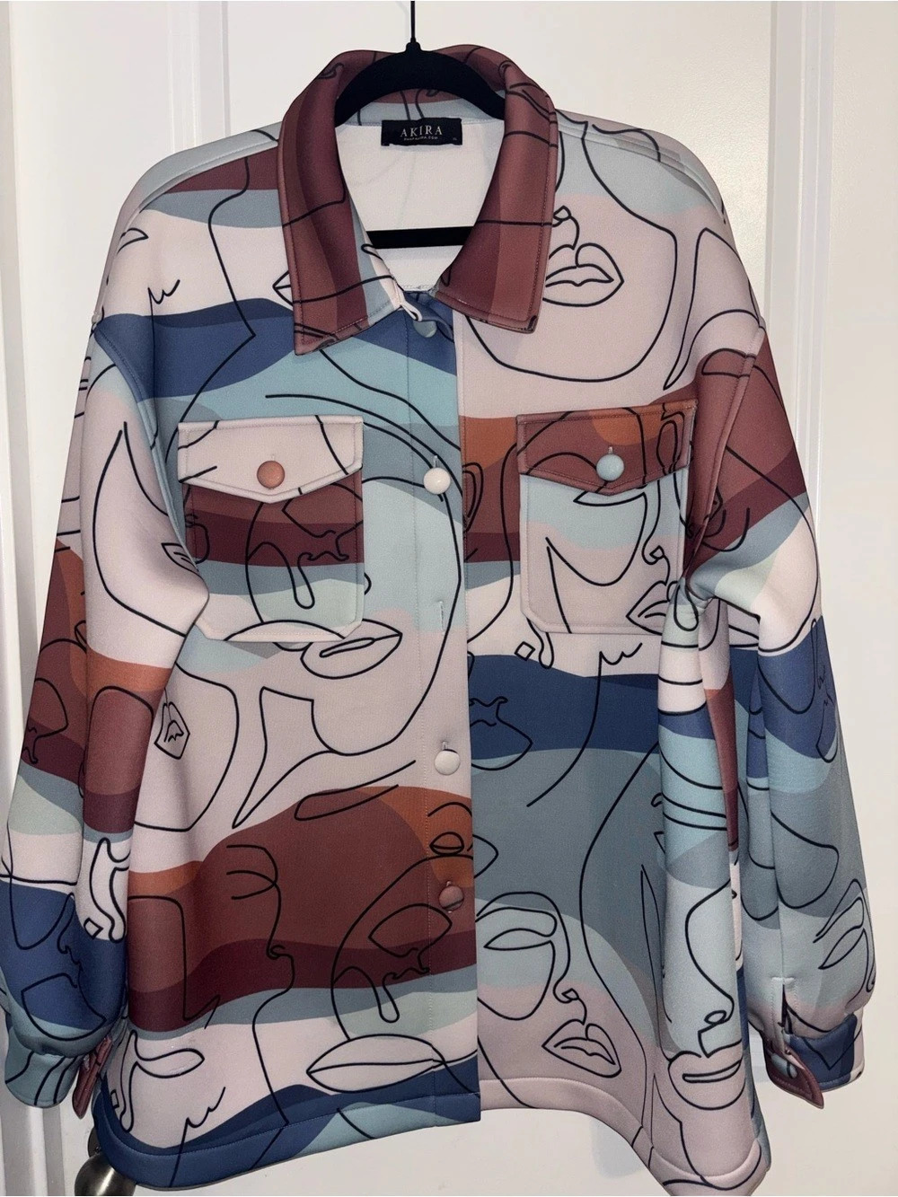 Y2K INSPIRED! Akira Abstract Faces Oversized Jacket